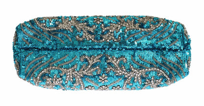 Enchanting Sequined Blue Evening Clutch