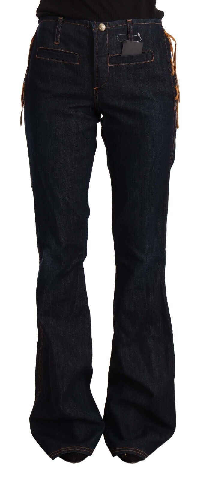 Elegant Slim Fit Black Mid Waist Jeans