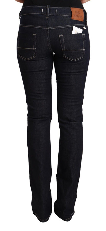 Black Cotton Stretch Low Waist Skinny Denim Jeans