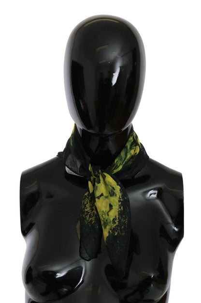 Black Yellow Floral Wrap Shawl Foulard Scarf