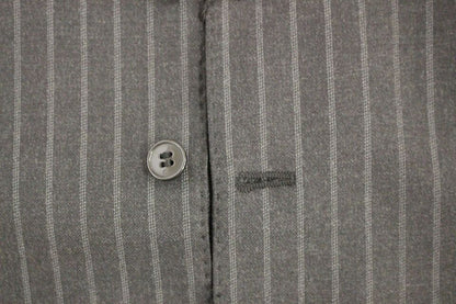 Gray Striped Wool Logo Vest Gilet Weste