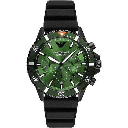 Sleek Green Dial Chronograph Watch for Men