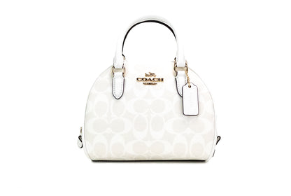 Sydney Small Chalk White Signature Coated Canvas Satchel Handbag